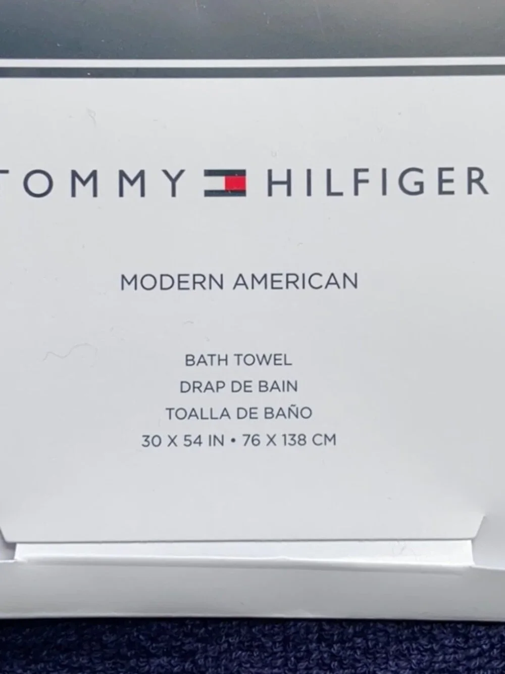 Tommy Hilfiger Modern American Dark Blue Bath Towel 30x54 NEW 100% Cotton Shower